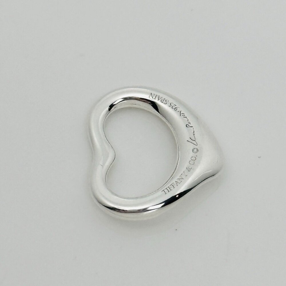 Tiffany Elsa Peretti Mini Small Open Heart Pendant Charm in Sterling Silver - Picture 5 of 7